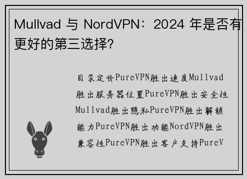 Mullvad 与 NordVPN:2024 年是否有更好的第三选择?
